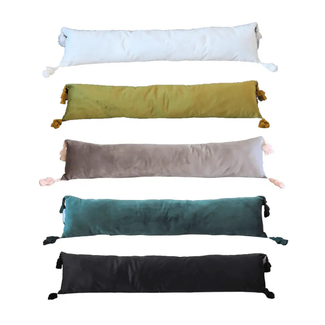 Extra Skinny Lumbar Pillow with Tassels - Black