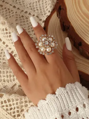 Faux Pearl Flower Decor Ring- FD ⚡