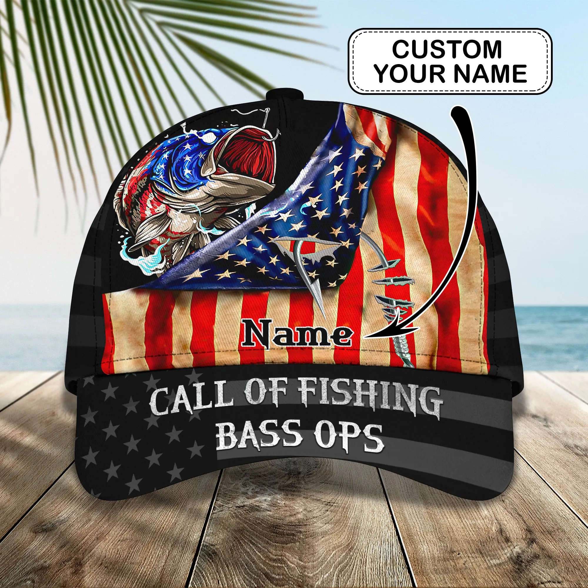 Fishing 2 - Personalized Name Cap - Loop - H9h3-362