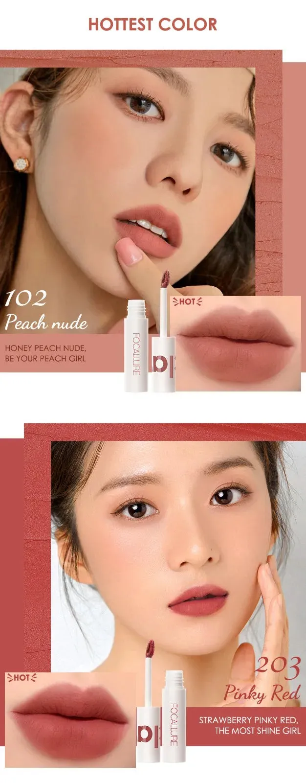 FOCALLURE Waterproof Long Lasting Liquid Lipstick