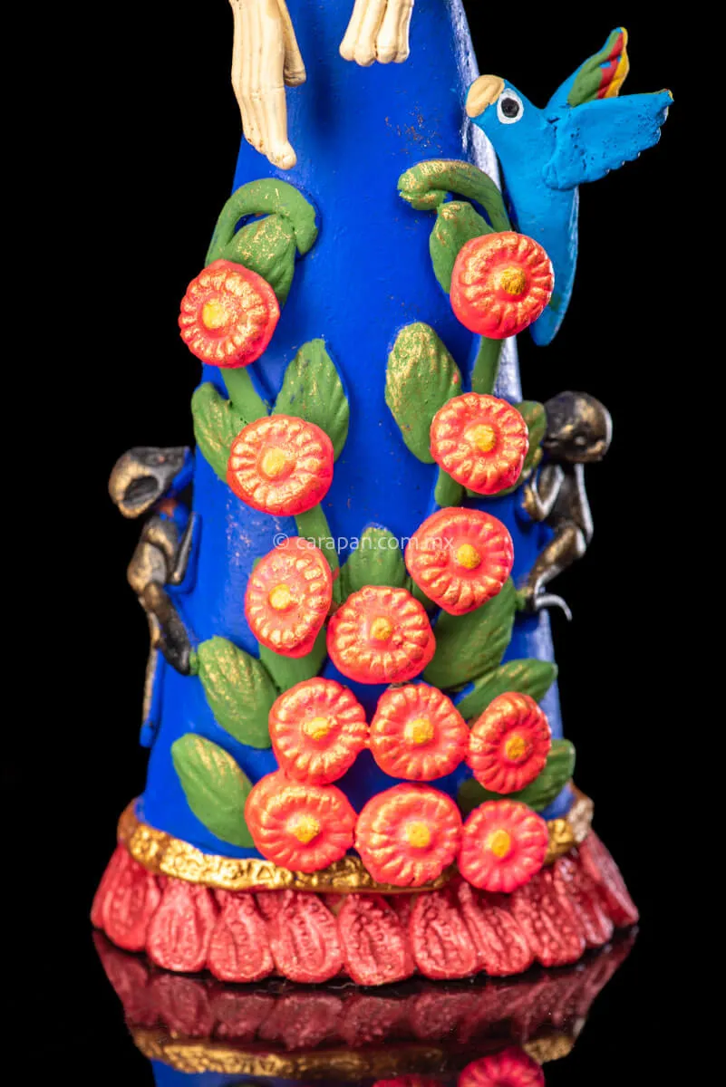 Frida Kahlo Style Catrina Day of the Dead Clay Sculpture