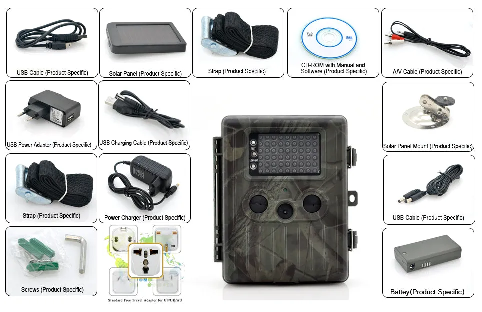 Game Camera With Rechargeable Battery   Solar Panel "SolarTrail" - 1080p HD video, PIR Motion Detection, MMS View