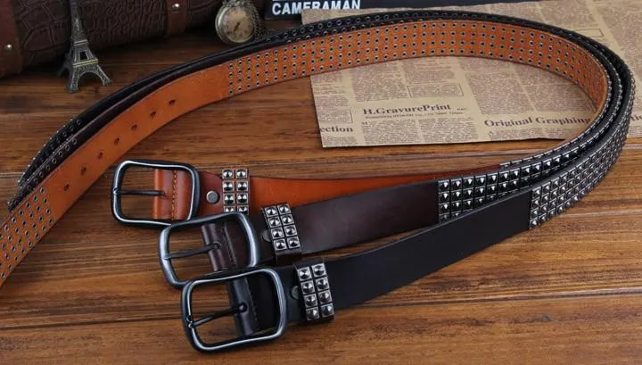Genuine Leather Rivet Belt Style 2