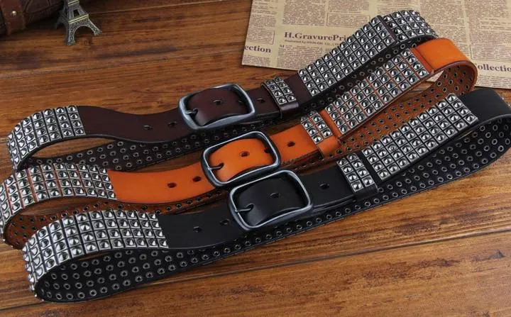 Genuine Leather Rivet Belt Style 2