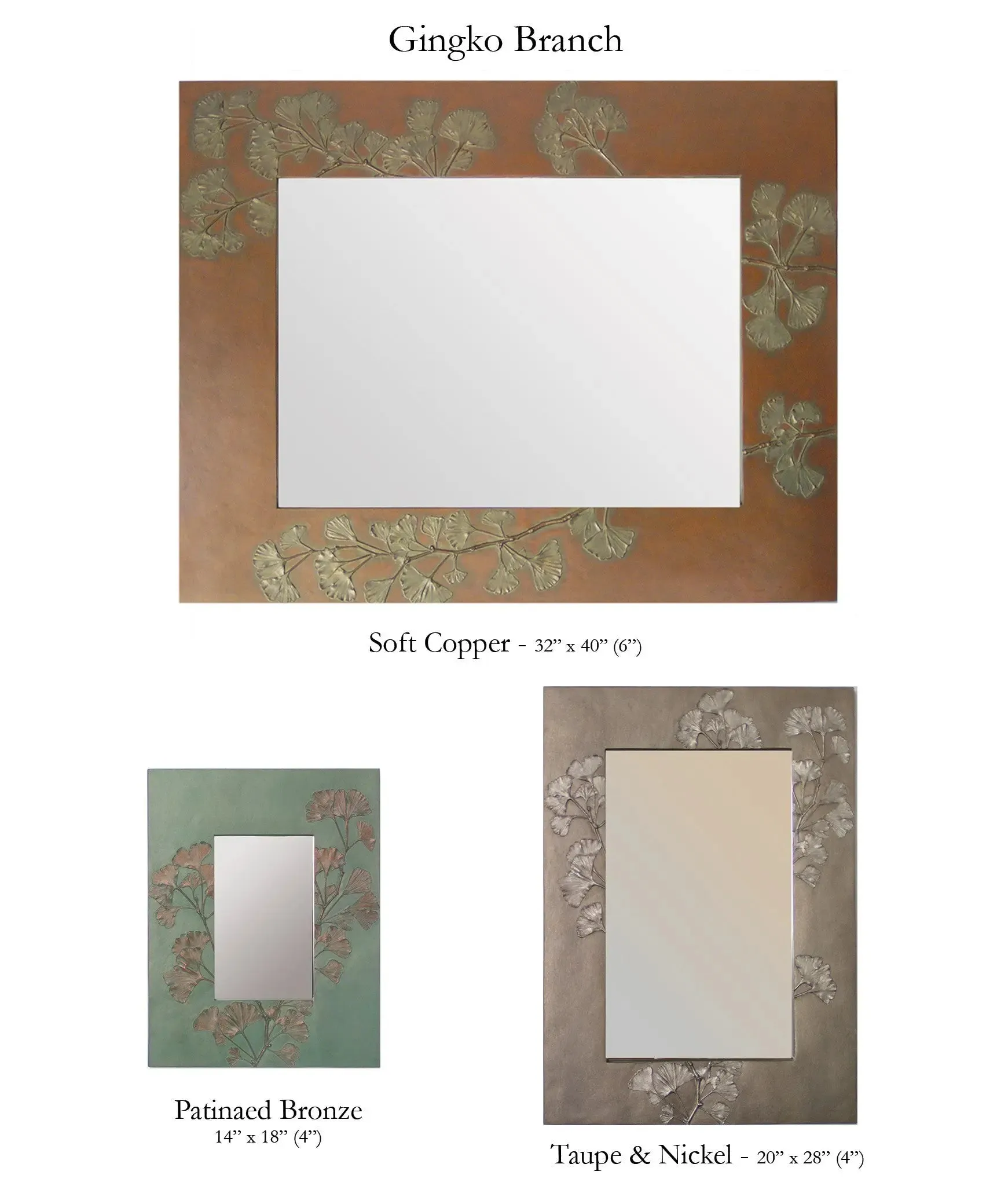 Ginkgo Branch Square and Rectangular Mirrors, Blindspot Mirrors by Deborah Childress