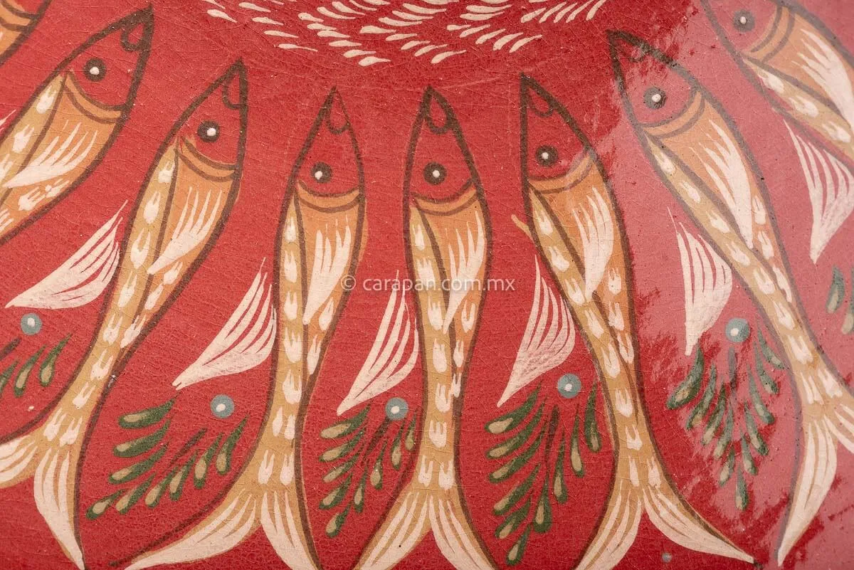 Glazed Bowl With Fish Hand Painted