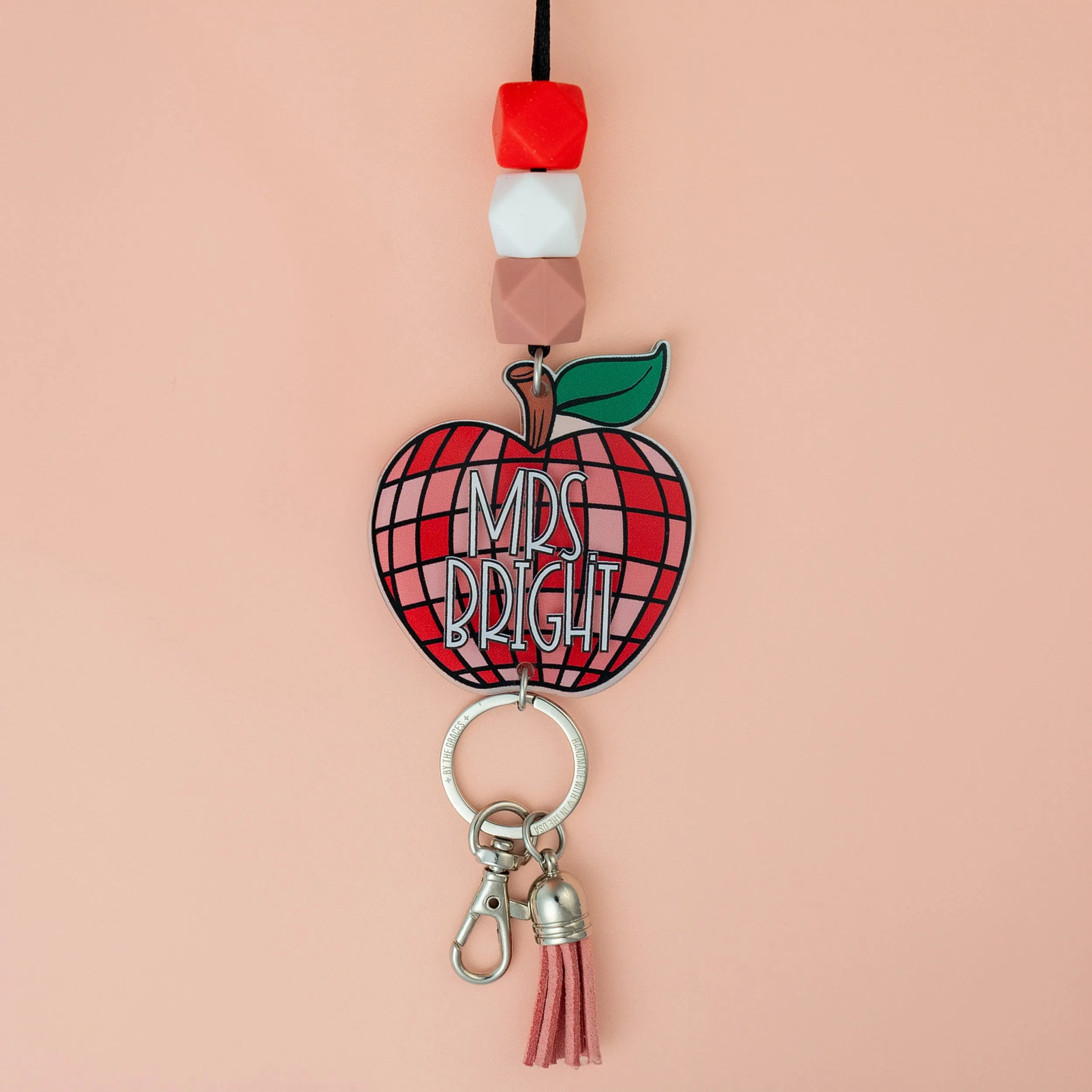 Groovy Apple Printed Shape Acrylic Lanyard