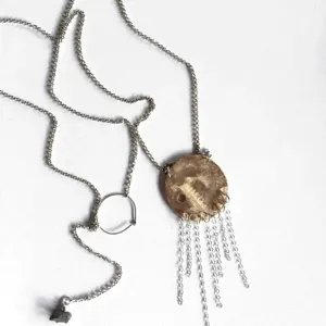 Gypsy Moon Sterling Silver and Brass Necklace by Votive Designs Jewelry