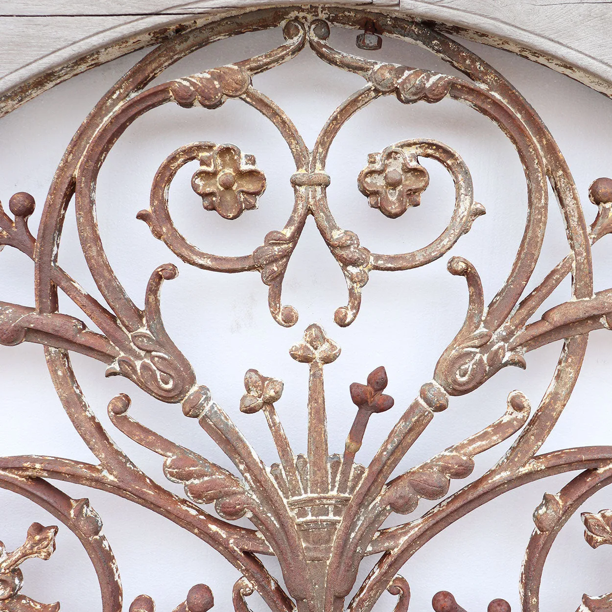 Heavy Teak and Cast Iron Arched Transom