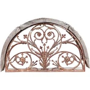 Heavy Teak and Cast Iron Arched Transom