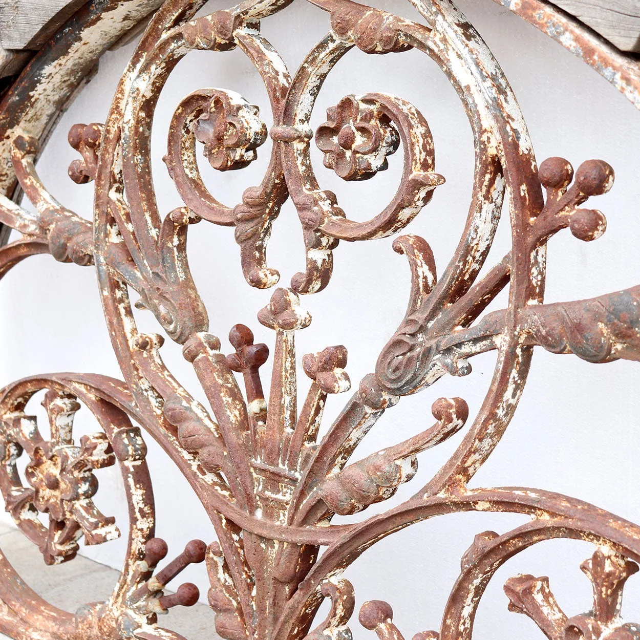 Heavy Teak and Cast Iron Arched Transom