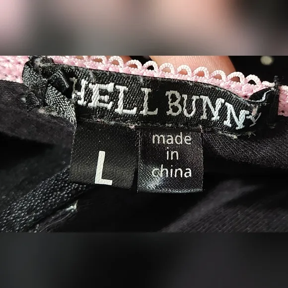 Hell Bunny Blossom Dress black with white polka dot women's size Large