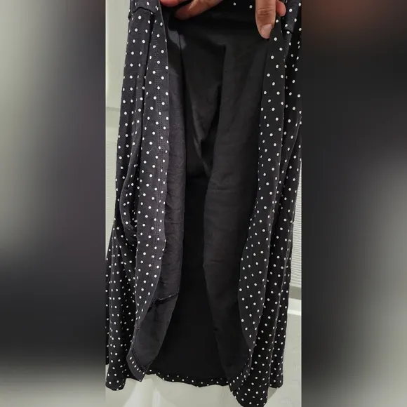 Hell Bunny Blossom Dress black with white polka dot women's size Large