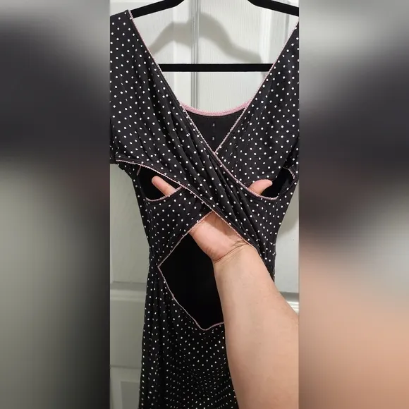Hell Bunny Blossom Dress black with white polka dot women's size Large