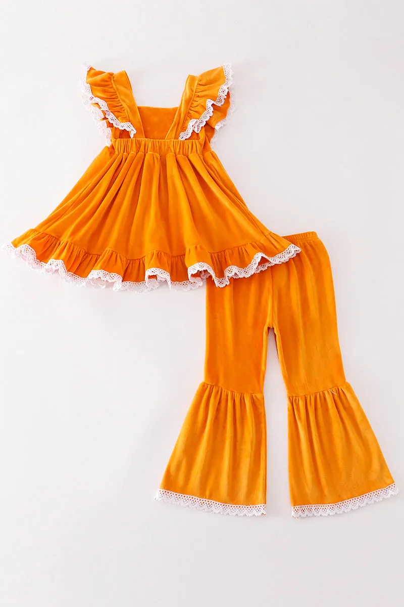 Honey Velvet Floral Embroidery Girl Set