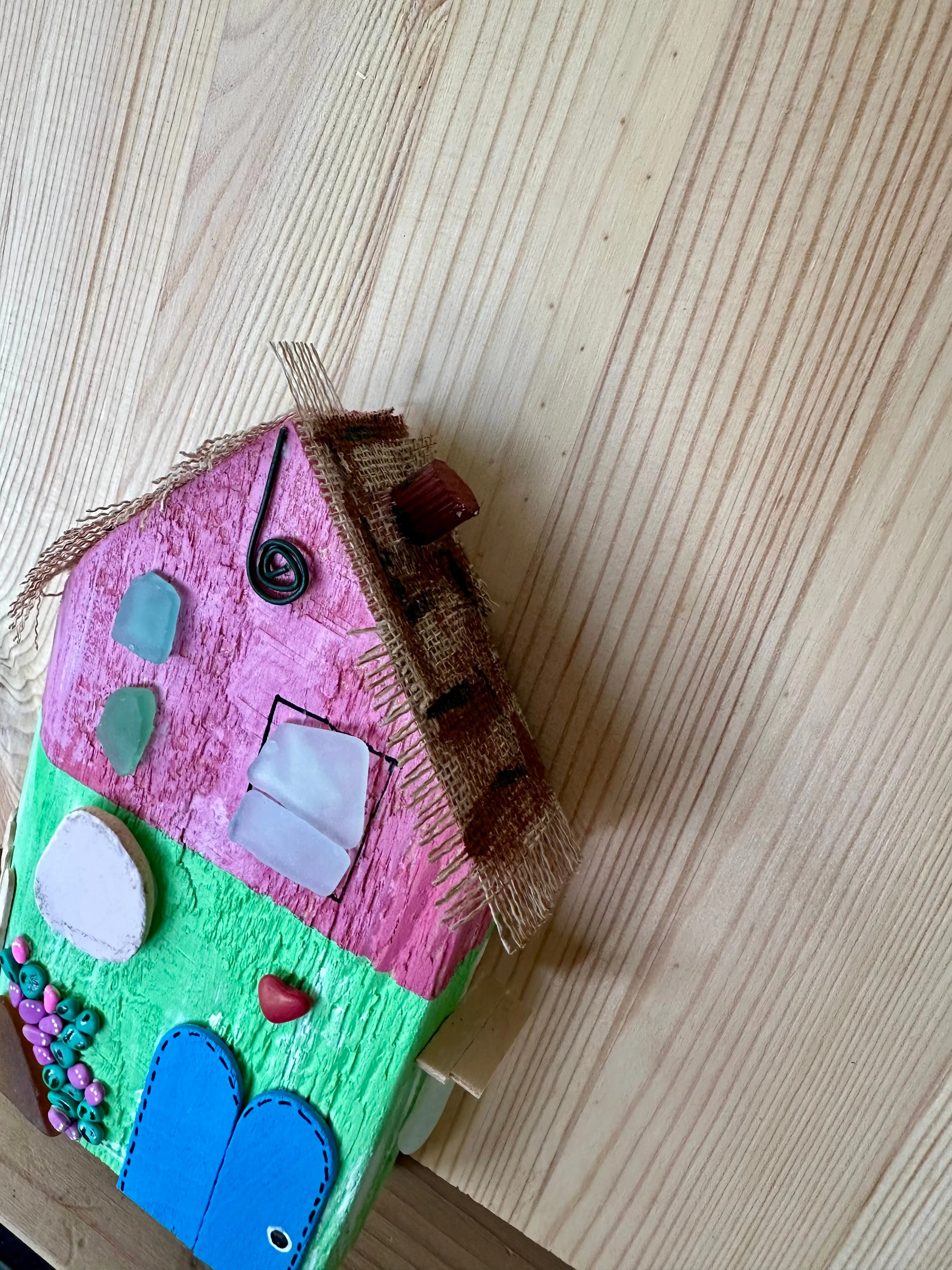 House of the Heart - hand painted composed with objects of recovery.