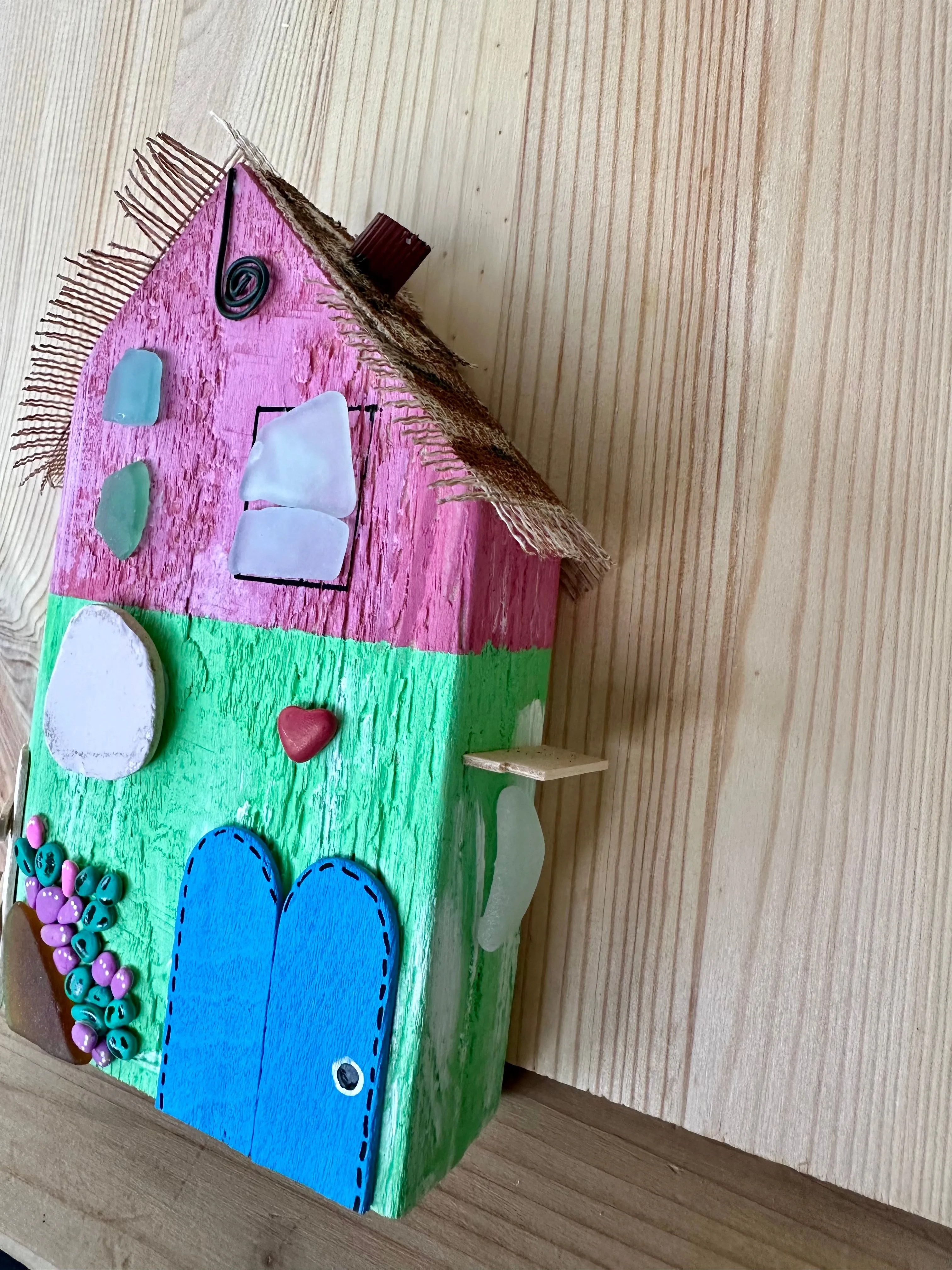 House of the Heart - hand painted composed with objects of recovery.
