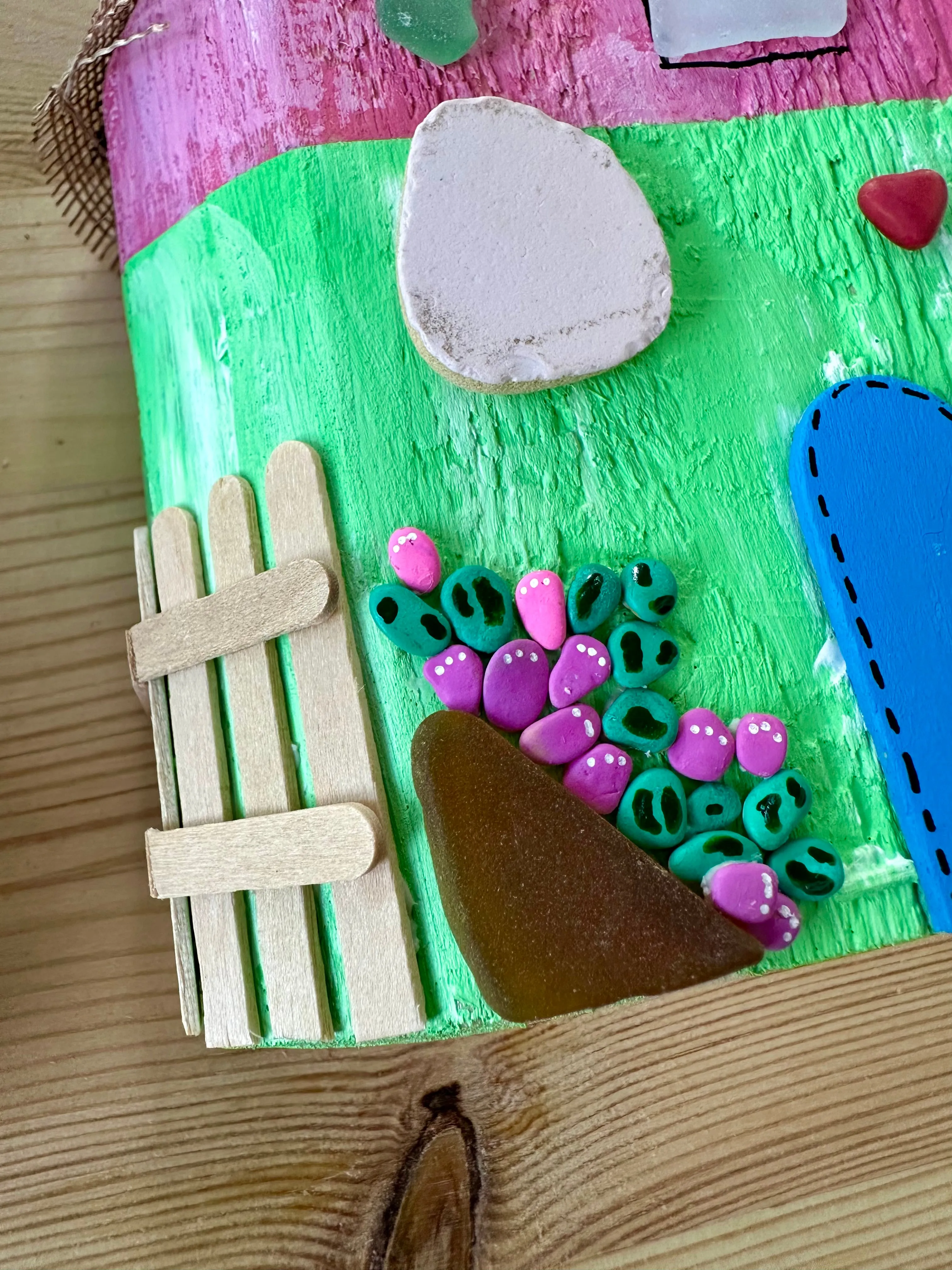 House of the Heart - hand painted composed with objects of recovery.