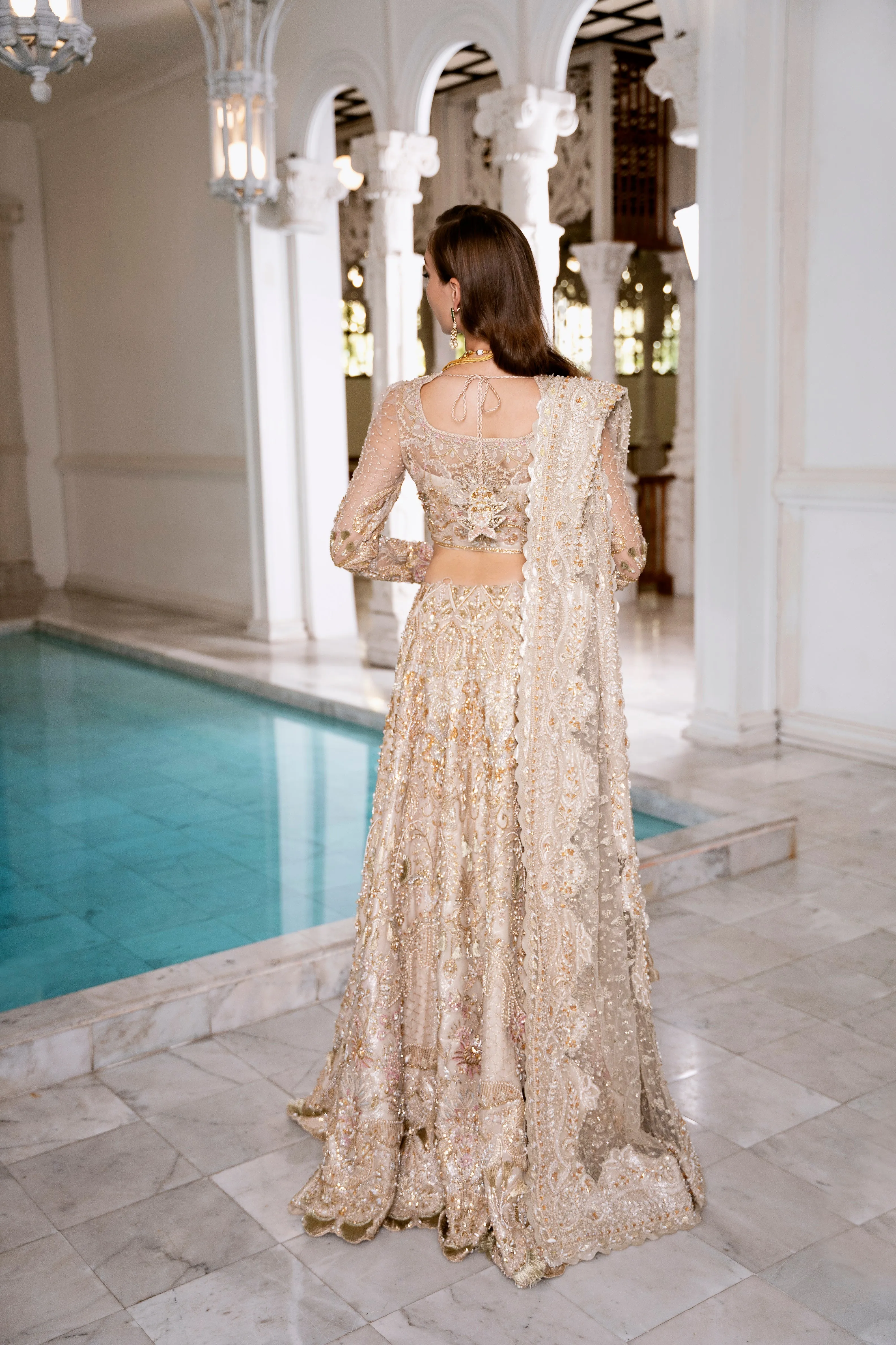 Indian Bridal Dress in Choli Lehenga and Dupatta Style