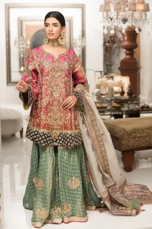 Jamawar Green Sharara Frock Pakistani Wedding Dresses