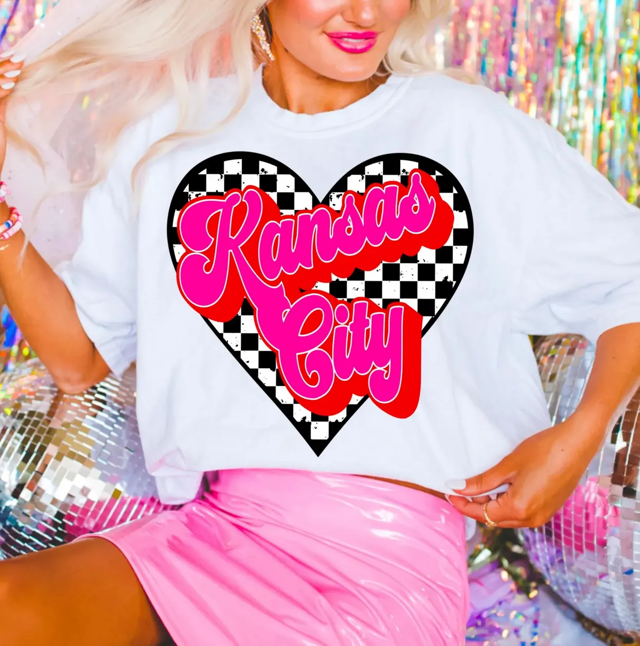 Kansas City Retro Checkered Heart