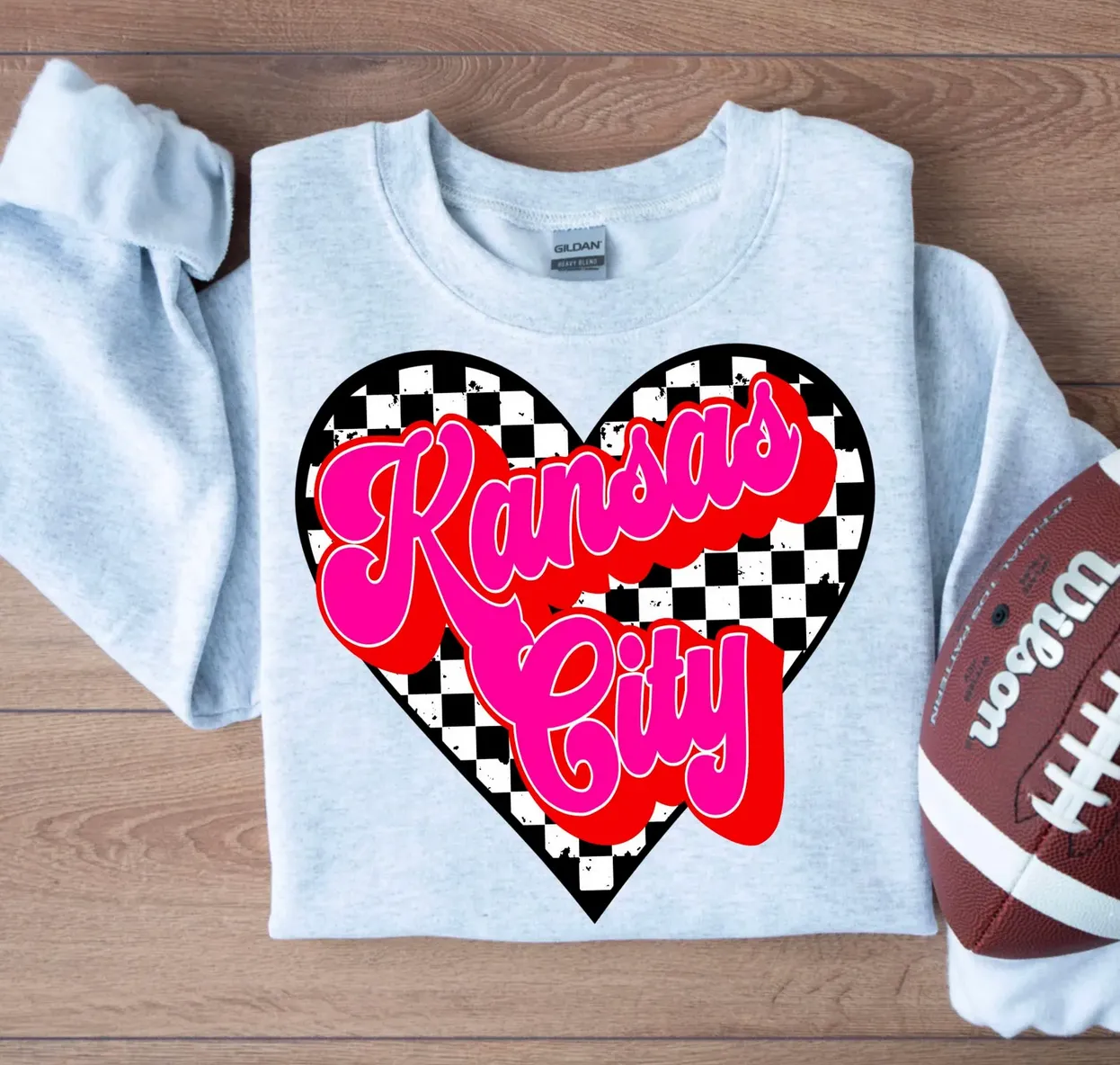 Kansas City Retro Checkered Heart