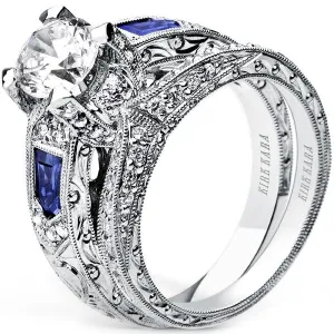 Kirk Kara "Charlotte" Large Center Diamond & Sapphire Engagement Ring
