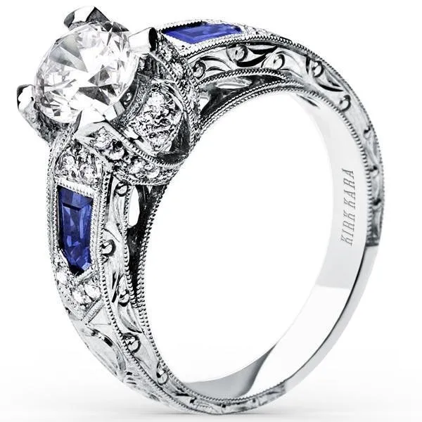 Kirk Kara "Charlotte" Large Center Diamond & Sapphire Engagement Ring