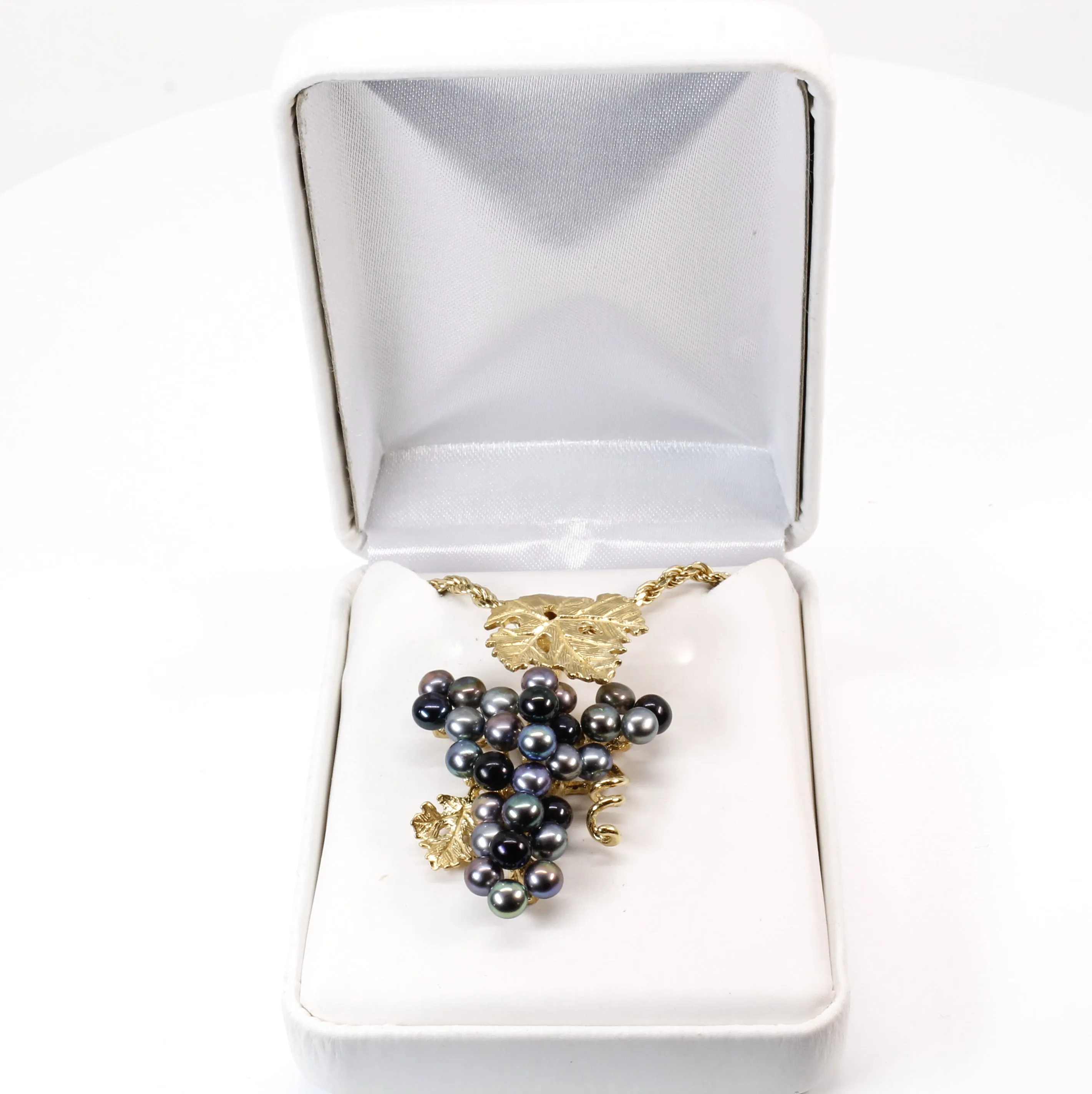 Large Size Black Pearl Grape Cluster Necklace made in 14kt gold vermeil