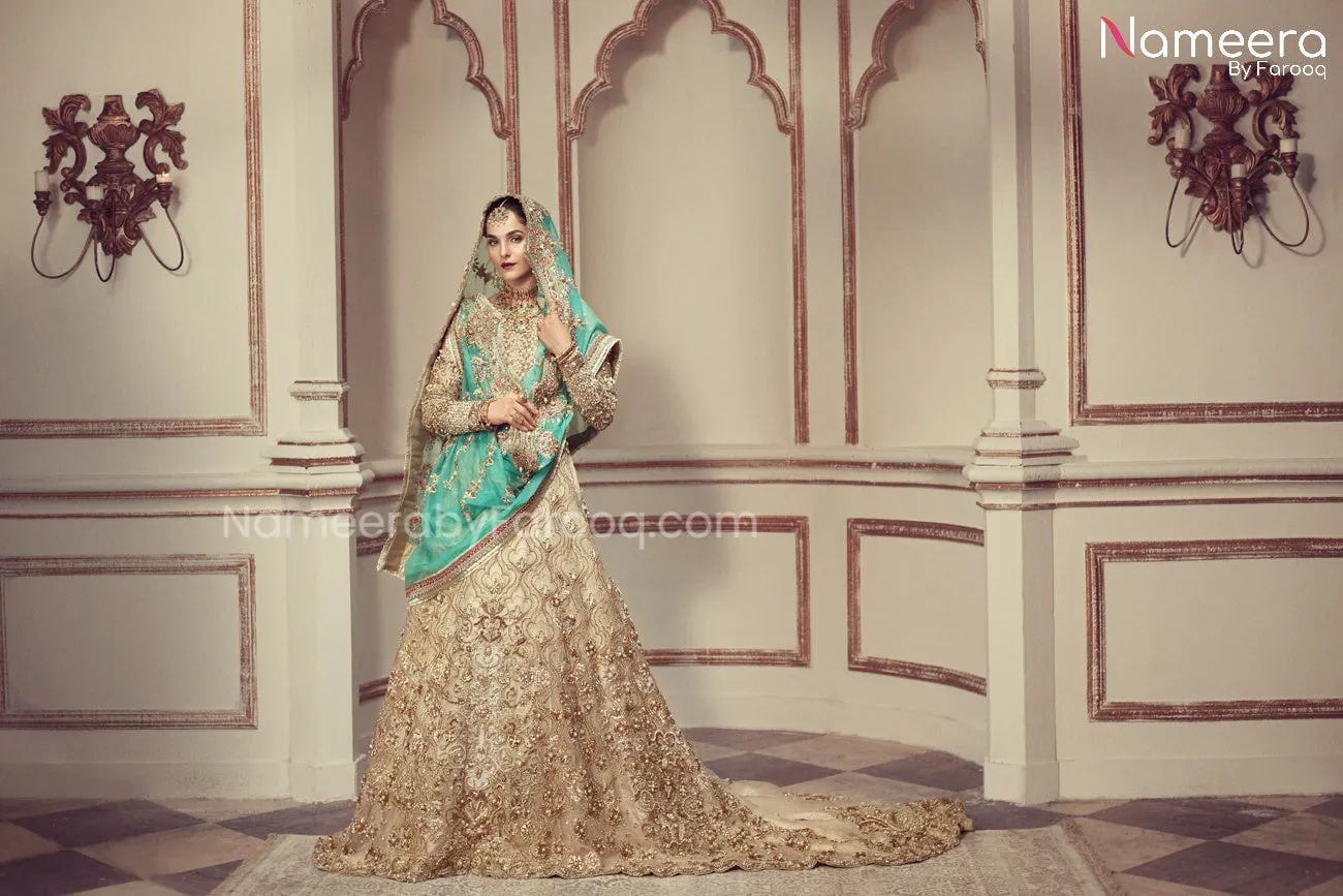 Latest Pakistani Bridal walima maxi in off white #BS19