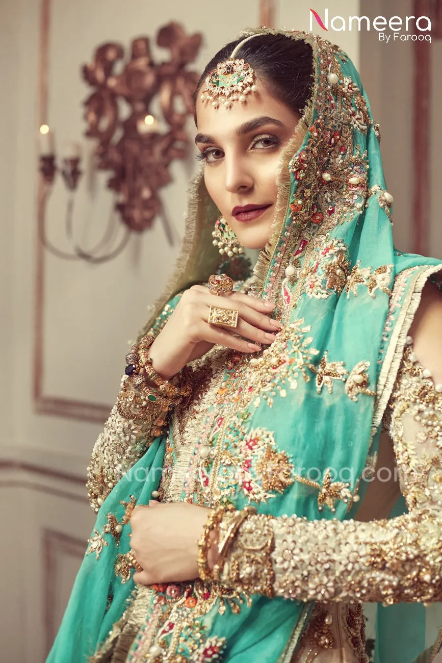 Latest Pakistani Bridal walima maxi in off white #BS19
