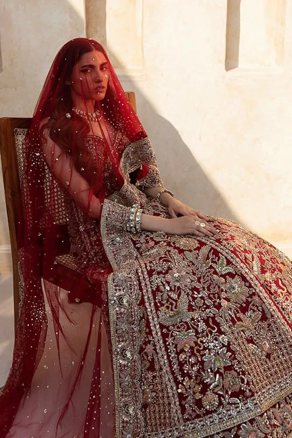 Lehenga Choli Red Pakistani Bridal Dress for Wedding