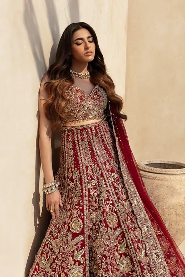 Lehenga Choli Red Pakistani Bridal Dress for Wedding