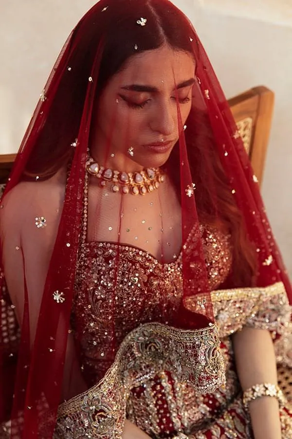 Lehenga Choli Red Pakistani Bridal Dress for Wedding