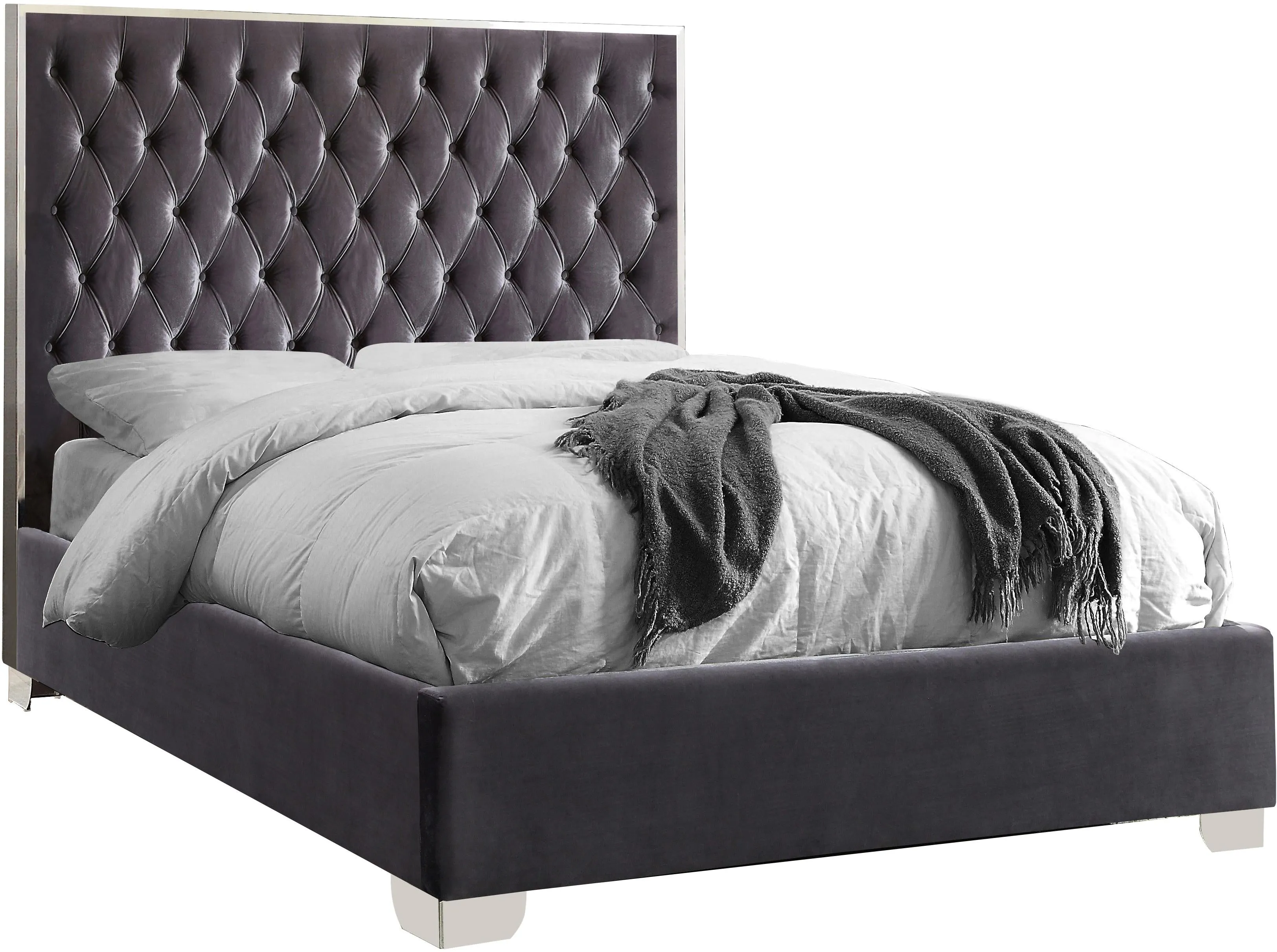 Lexi Grey Velvet Full Bed