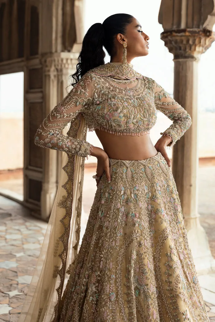Light Yellow Lehenga Choli Style Bridal Wedding Dress