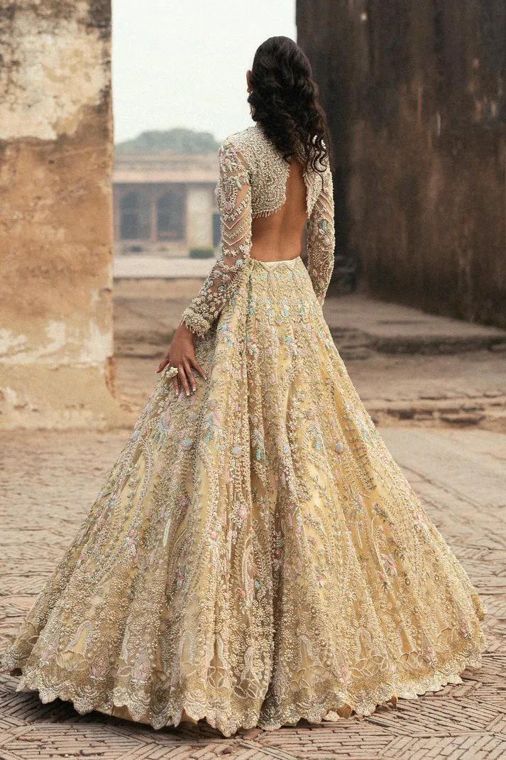 Light Yellow Lehenga Choli Style Bridal Wedding Dress