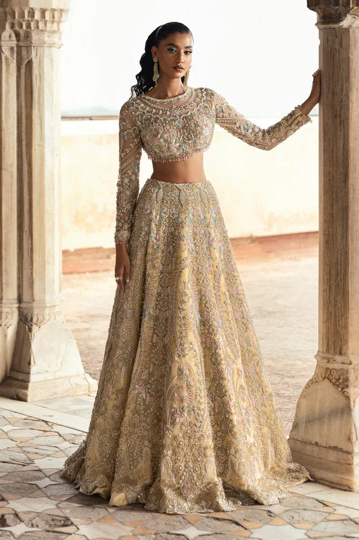 Light Yellow Lehenga Choli Style Bridal Wedding Dress