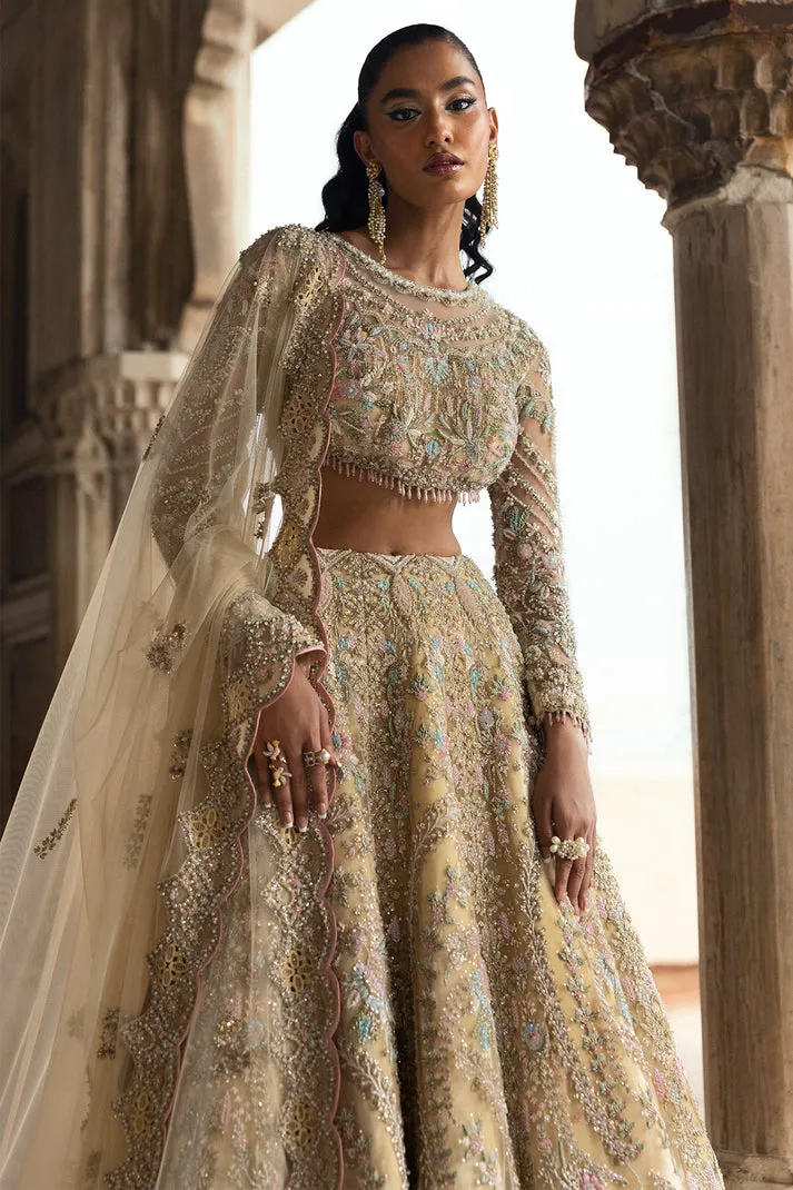 Light Yellow Lehenga Choli Style Bridal Wedding Dress