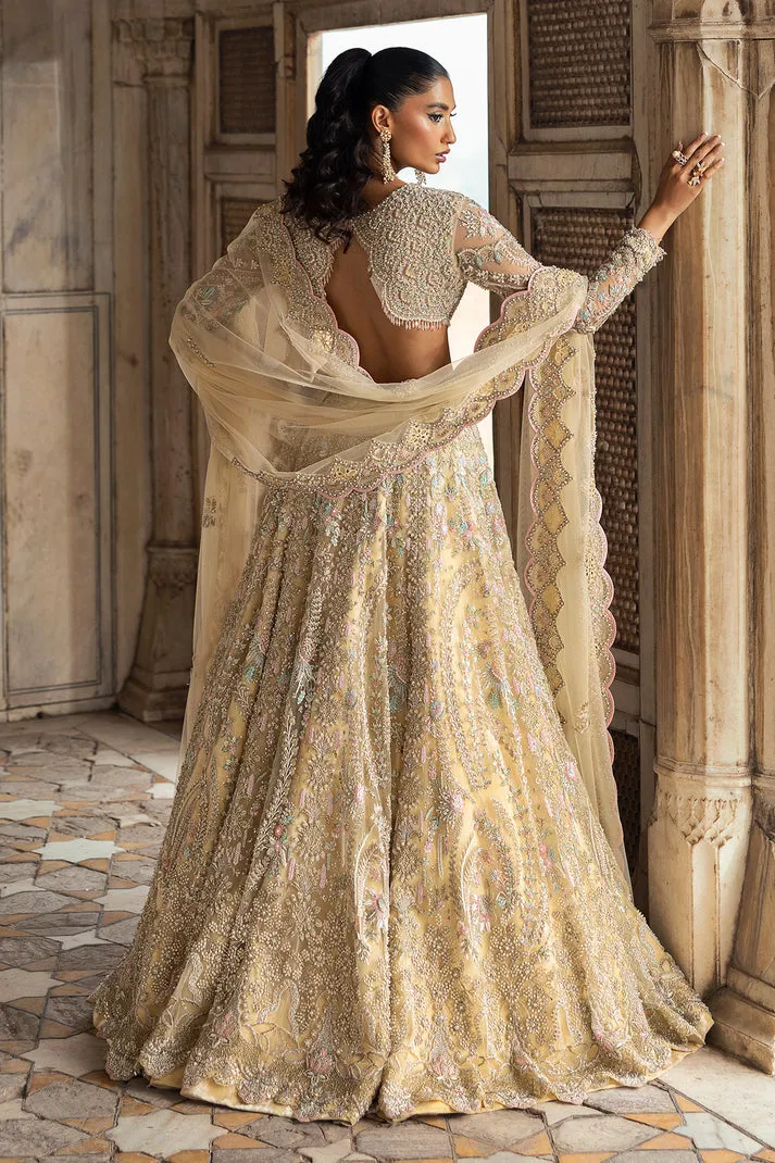 Light Yellow Lehenga Choli Style Bridal Wedding Dress