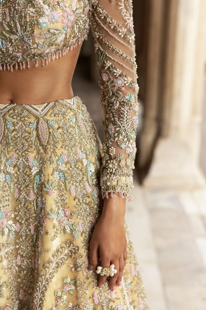 Light Yellow Lehenga Choli Style Bridal Wedding Dress