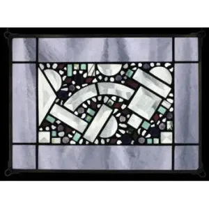 Lilac Antique Border Geomeric Stained Glass Window Panel by Edel Byrne