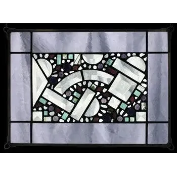 Lilac Antique Border Geomeric Stained Glass Window Panel by Edel Byrne
