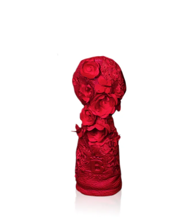 [Limited Edition] Baron Golf Flower Driver, Wood, Utility Cover made by Finest Calf Leather [Hand-made] - Red