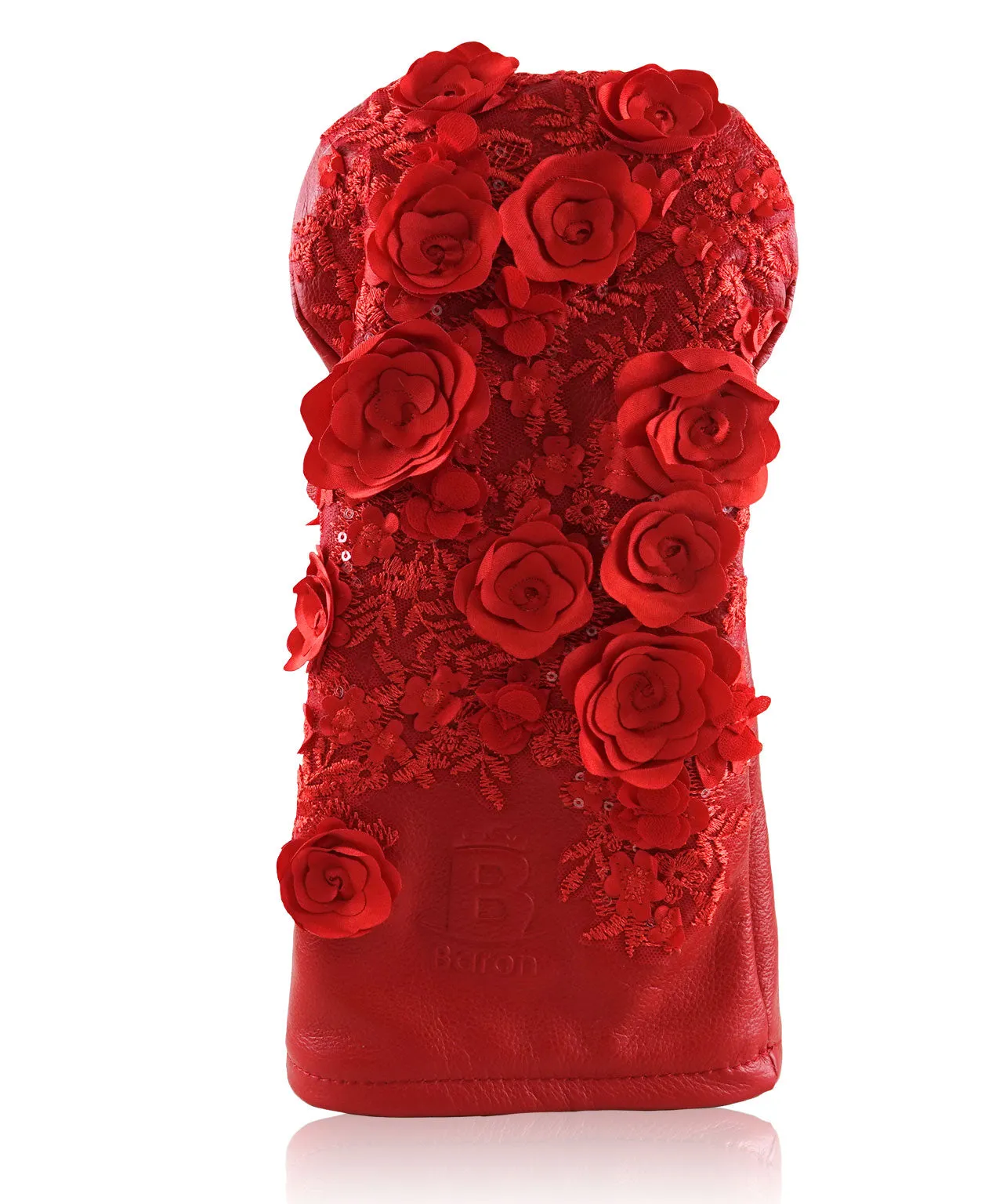 [Limited Edition] Baron Golf Flower Driver, Wood, Utility Cover made by Finest Calf Leather [Hand-made] - Red