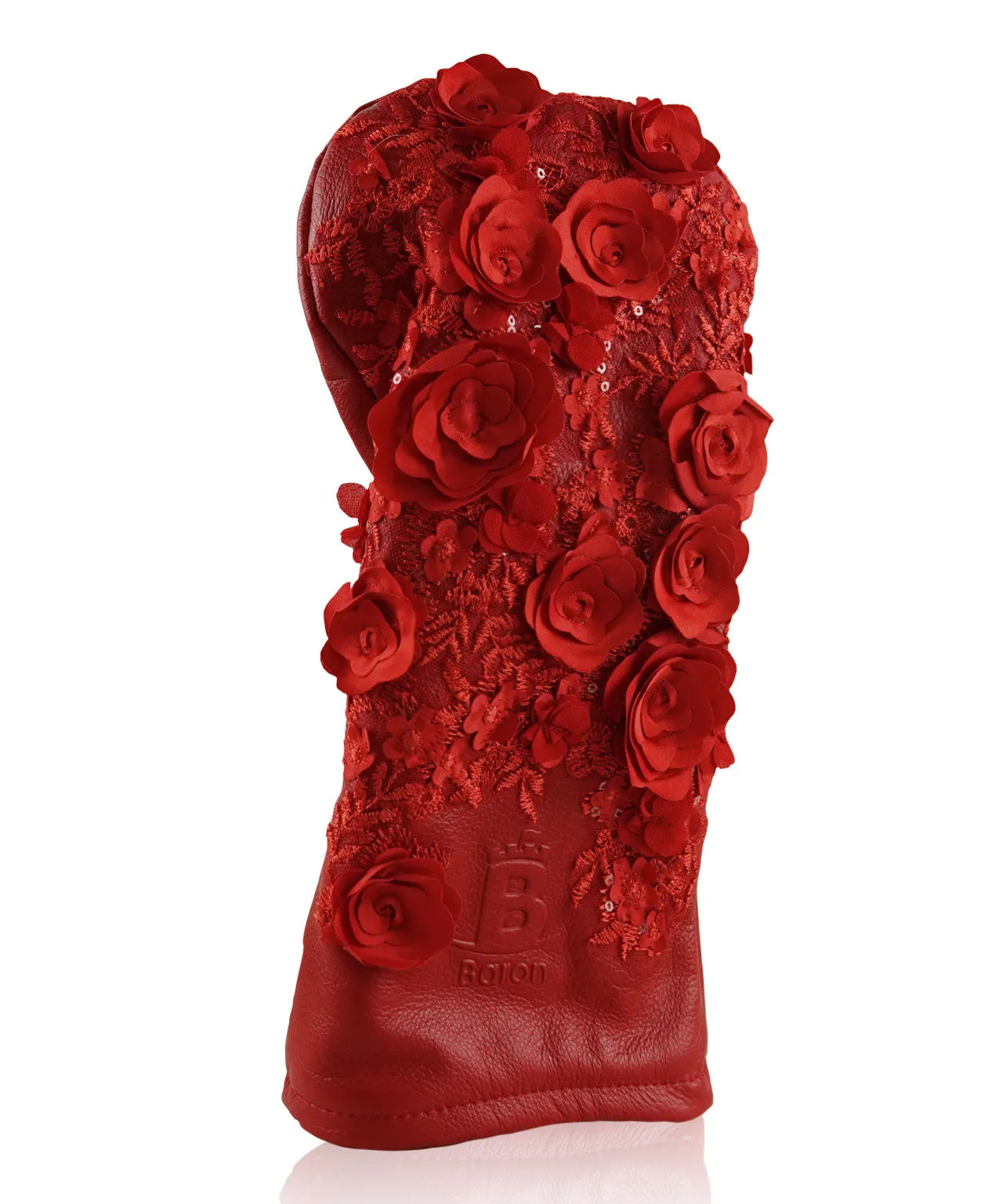 [Limited Edition] Baron Golf Flower Driver, Wood, Utility Cover made by Finest Calf Leather [Hand-made] - Red