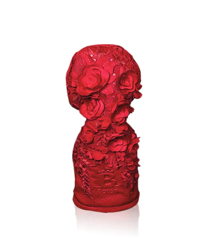 [Limited Edition] Baron Golf Flower Driver, Wood, Utility Cover made by Finest Calf Leather [Hand-made] - Red
