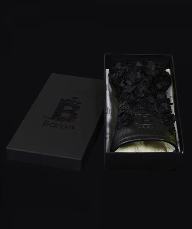 [Limited Edition] Baron Golf Flower Driver, Wood, Utility Cover made by Finest Leather [Hand-made] - Black