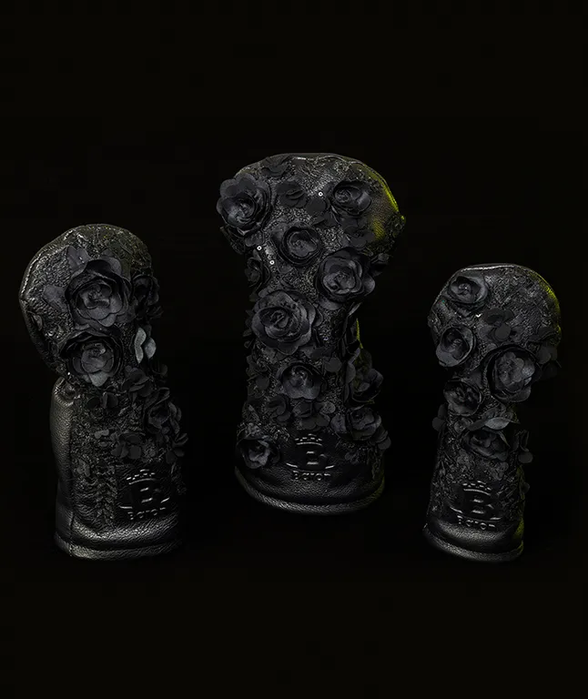 [Limited Edition] Baron Golf Flower Driver, Wood, Utility Cover made by Finest Leather [Hand-made] - Black