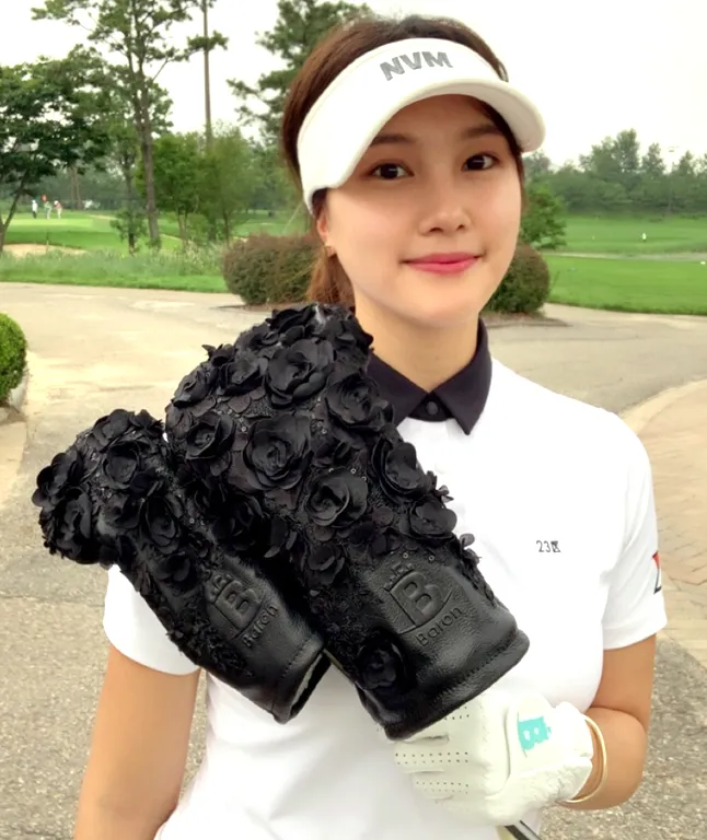 [Limited Edition] Baron Golf Flower Driver, Wood, Utility Cover made by Finest Leather [Hand-made] - Black
